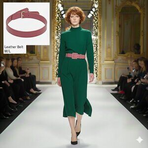 NWOT Women Size Medium/Large Suede Leather Belt Hot Pink Durable Statement Bold